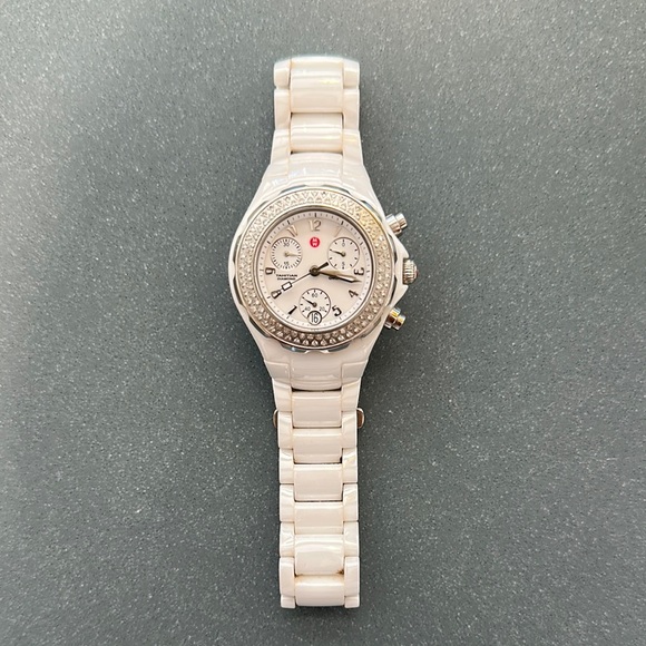 Michele White and Silver Women's Watch
